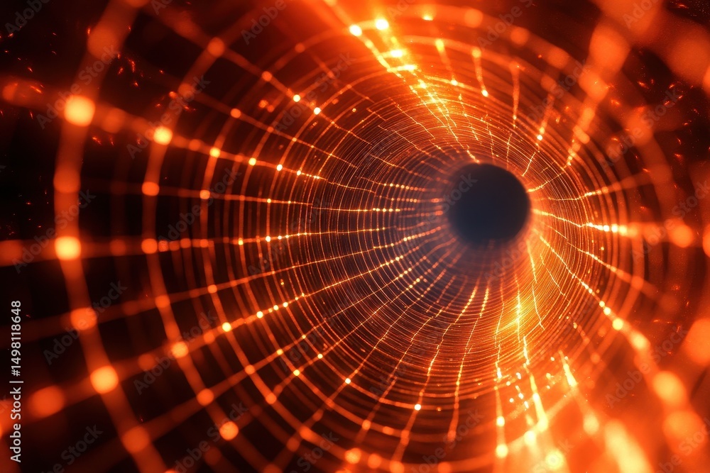 Flashing orange grid design creates a mesmerizing wormhole tunnel effect, 3d Wormhole tunnel orange flashing grid, seamless Flashing orange grid design creates a mesmerizing wormhole tunnel effect, 3d Wormhole tunnel orange flashing grid, seamless