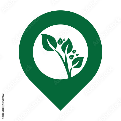 Leaf with gps shape logo vector illustration icon.