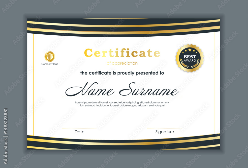 Certificate Of Achievement Award Template Design. Certificate Of Achievement Award Template Design.