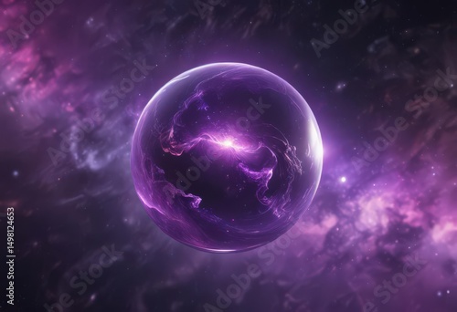 Ethereal orb glows, purple nebula swirls around ,  fantasy,  mystic,  ethereal