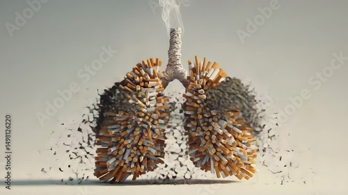 Photorealistic Lungs Made of Cigarettes – Anti-Smoking Health Concept