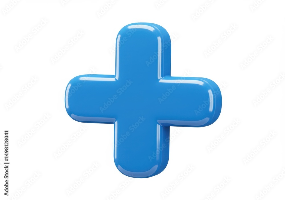 3D Illustration of Blue plus sign isolated on white background 3D Illustration of Blue plus sign isolated on white background
