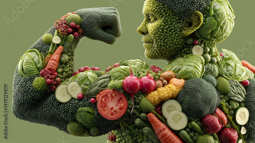 Vibrant vegetable sculpture showcasing nature's mighty strength
