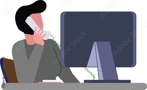 Businesswoman Talking on Phone at Work Desk