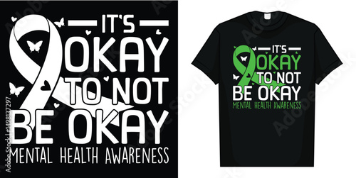 It's Ok Not To Be Ok Mental Health Awareness Butterfly Ribbon T-Shirt