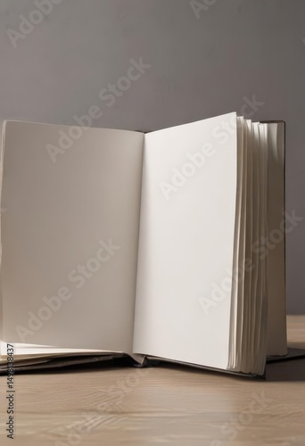 Blank photo album pages, open vertical display, template, photography mockup