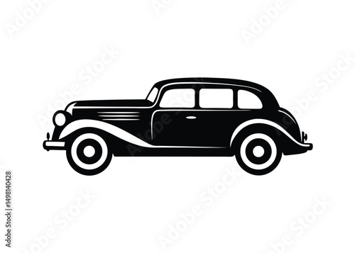 Classic Vintage Car Silhouette Illustration
