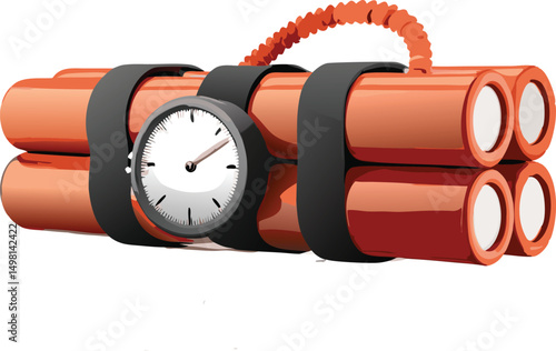 dynamite bomb with burning fuse vector