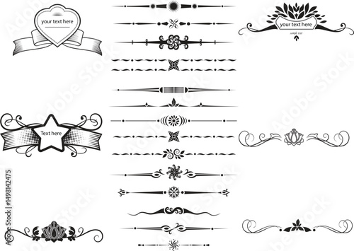 Cute Heart Text Separators – Doodle Divider Elements for Invitations