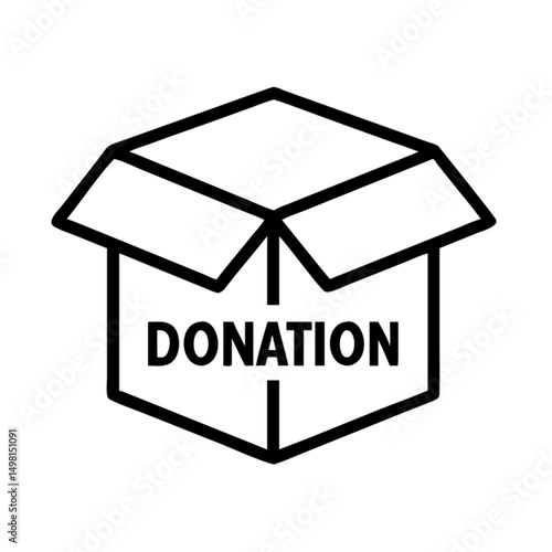 Donation box icon with simple design and bold lettering, icon, vector    