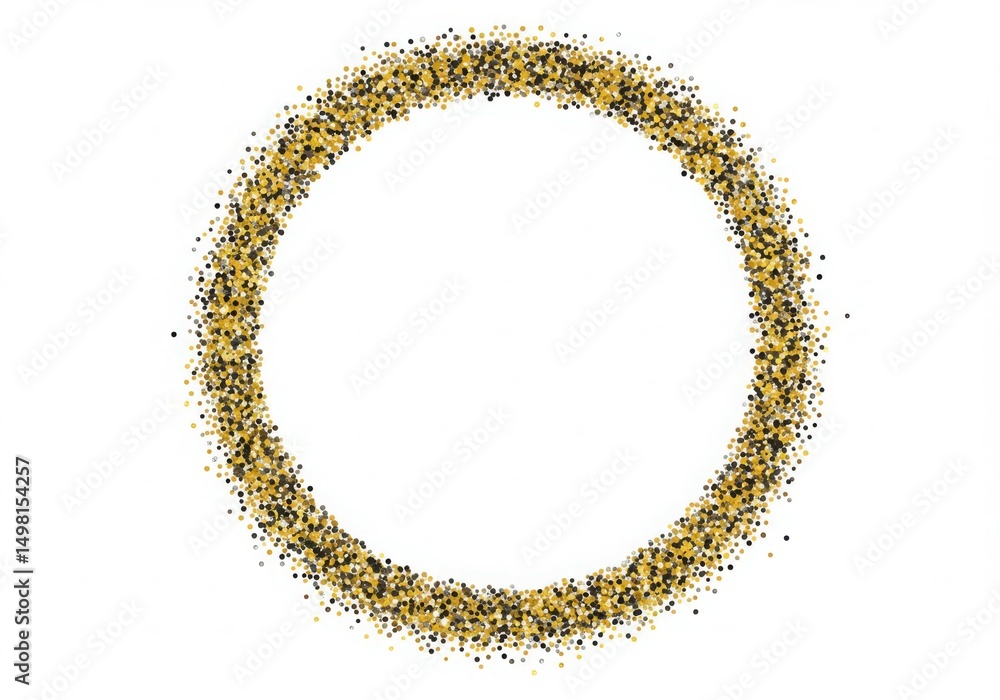 Fototapeta premium Gold and black confetti circle frame isolated on white background