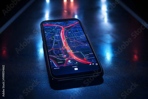Navigating through the night with a glowing mobile map interface