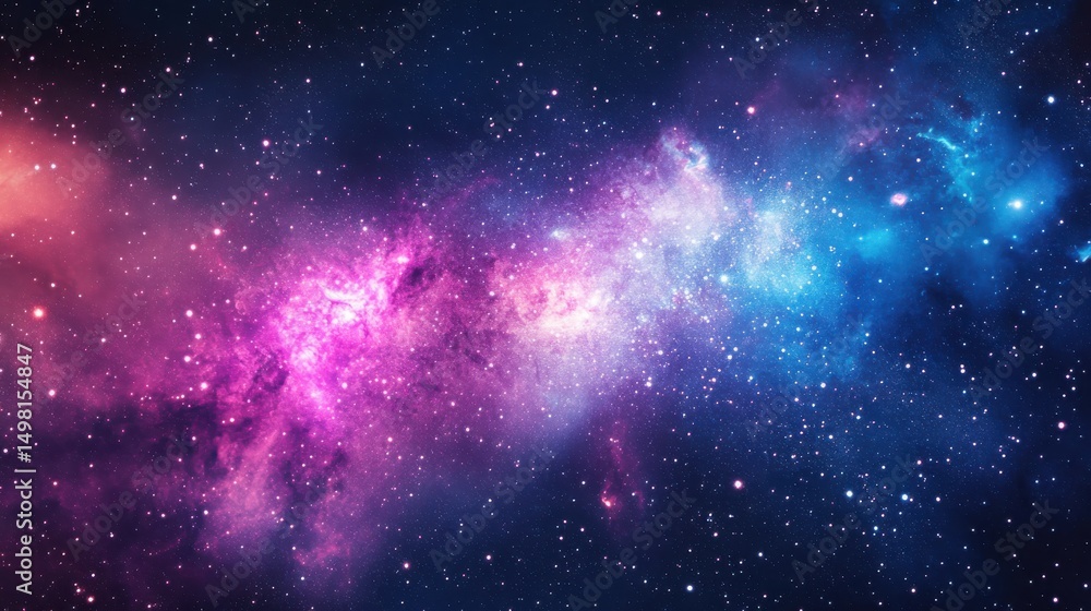 Fototapeta premium Vibrant Cosmic Nebula in Deep Space with Stars and Colorful Gas Clouds