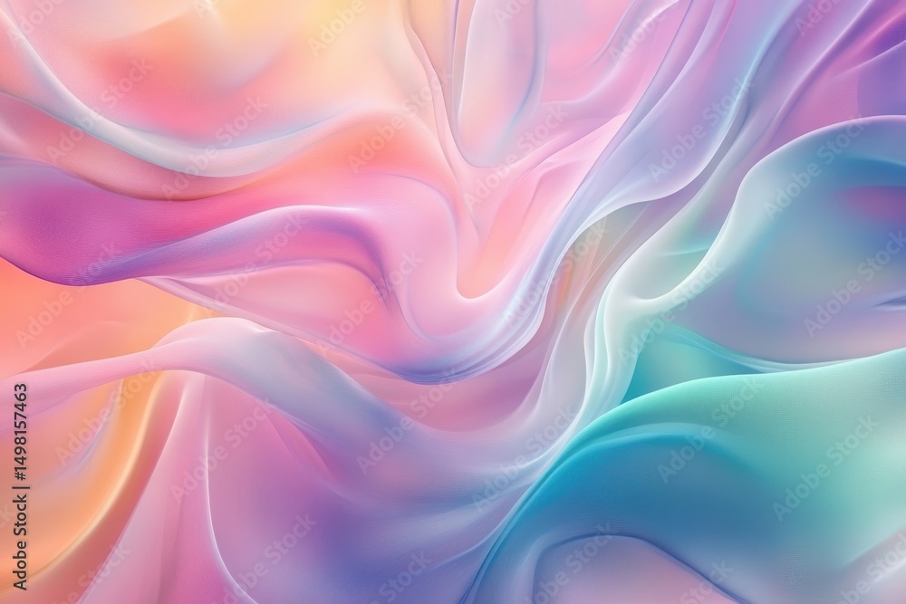 Naklejka premium Soft pastel waves create a vibrant abstract background with smooth textures and gentle gradients, Soft colorful abstract background with smooth textures and flowing shapes Art and design concept