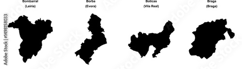 Bombarral, Borba, Boticas, Braga outline maps