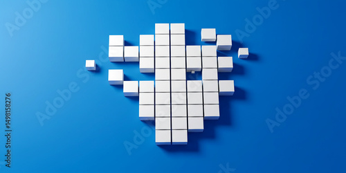A pixelated dream of finance where building blocks of success form a dollar sign bathed in on transparent background