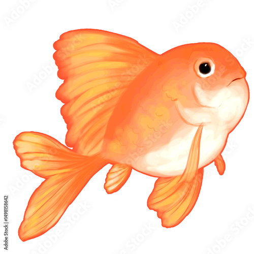cartoon goldfish isolated on white
