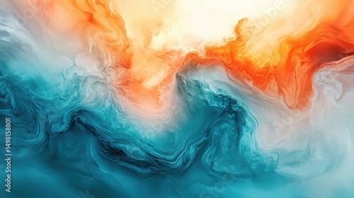 Abstract Colorful Swirls in Orange and Blue Tones for Background