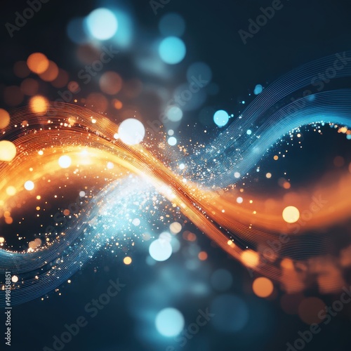 Abstract Colorful Waves of Light and Bokeh Background for Design