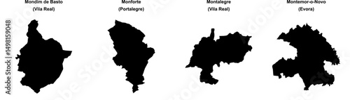 Mondim de Basto, Monforte, Montalegre, Montemor-o-Novo outline maps