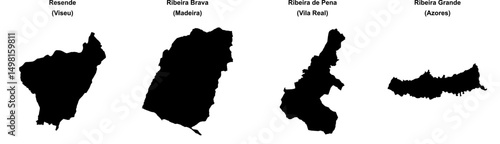 Resende, Ribeira Brava, Ribeira de Pena, Ribeira Grande outline maps