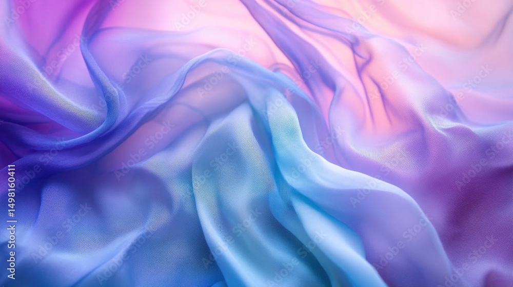 Fototapeta premium Soft Flowing Fabric in Pastel Shades of Pink, Blue, and Purple