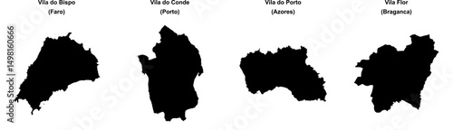 Vila do Bispo, Vila do Conde, Vila do Porto, Vila Flor outline maps