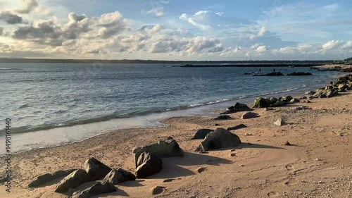 Beach with large rocky sand