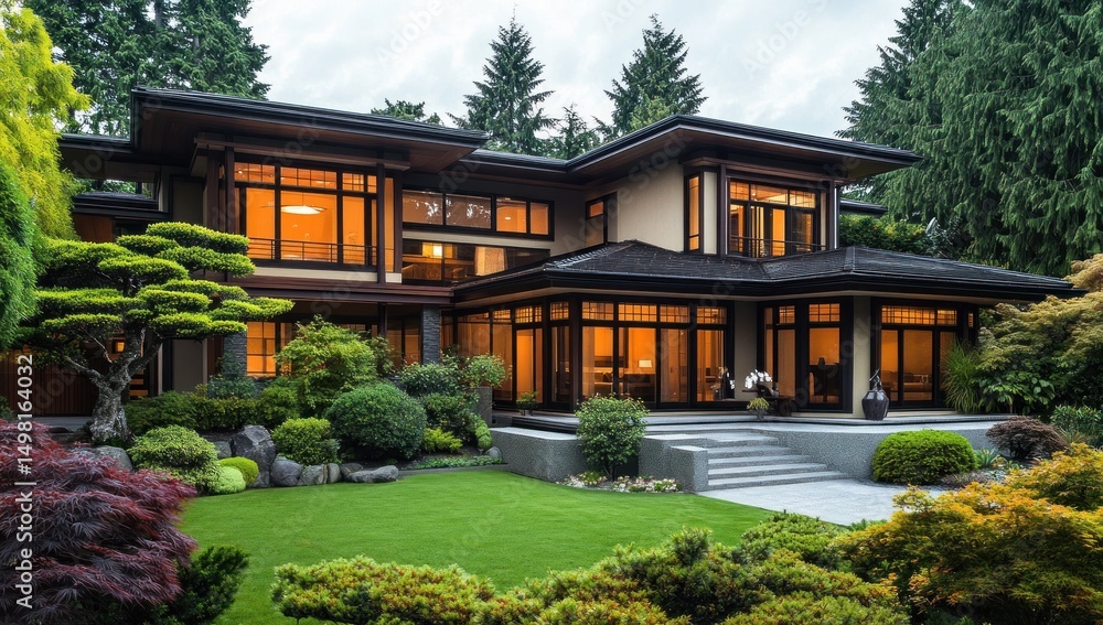 Luxurious Modern Asian-Inspired Home with Serene Garden Luxurious Modern Asian-Inspired Home with Serene Garden