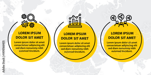 3 steps infographic template with 3 options. Flowchart that can be used for business report, data visualization and presentation. Timeline infographic elements vector illustration.