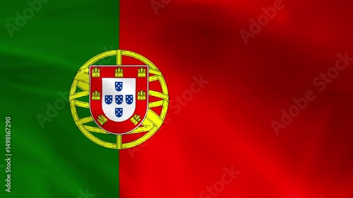 Portugal flag waving animation, perfect looping, 4K video background, official colors, looping National Portugal flag animation background 4k best choice and suit for your footage