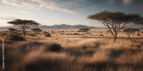 African savanna with scattered acacia trees	