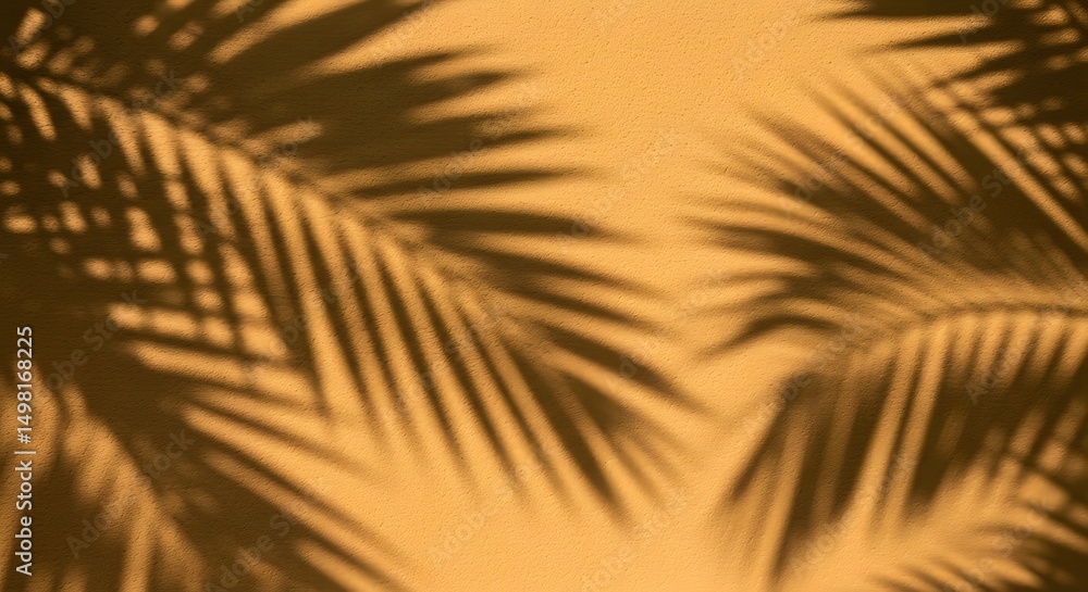 Obraz premium Palm Leaf Shadow on Warm 