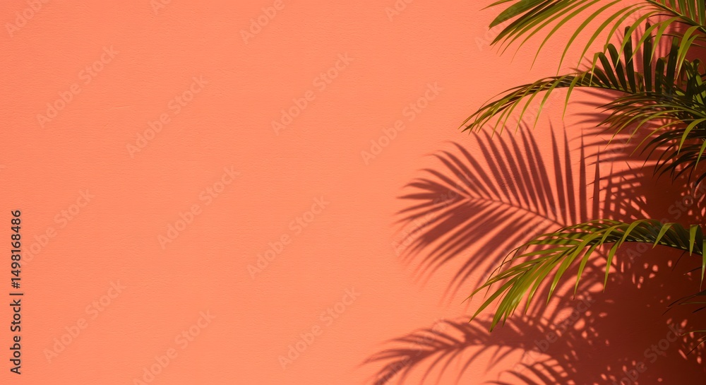Naklejka premium Palm Leaf Shadow on Warm 