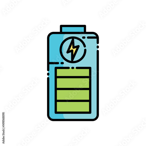 Colorful Battery Icon with Energy Symbol