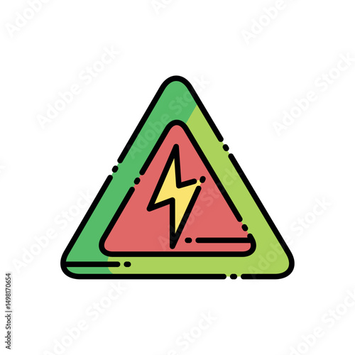 Warning Sign with Lightning Bolt Icon