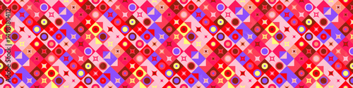 Multicolored horizontal diagonal mosaic pattern background - abstract wide colorful vector graphic design
