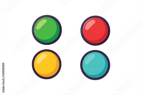 Colorful Circles Flat Icon Set Design