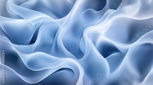 Soft Blue Fabric Waves in Abstract Design for Background or Texture