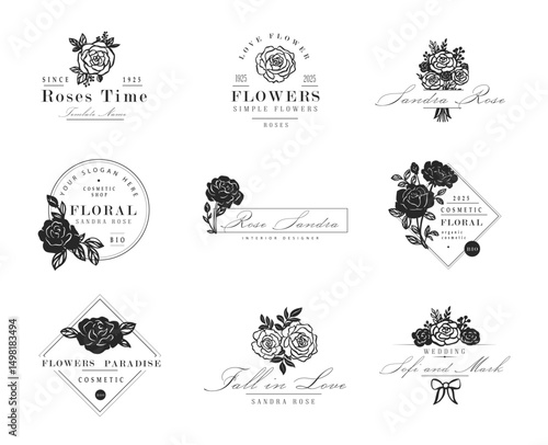 Red Rose Flower Vector Illustration. Pink rose for wedding design. 