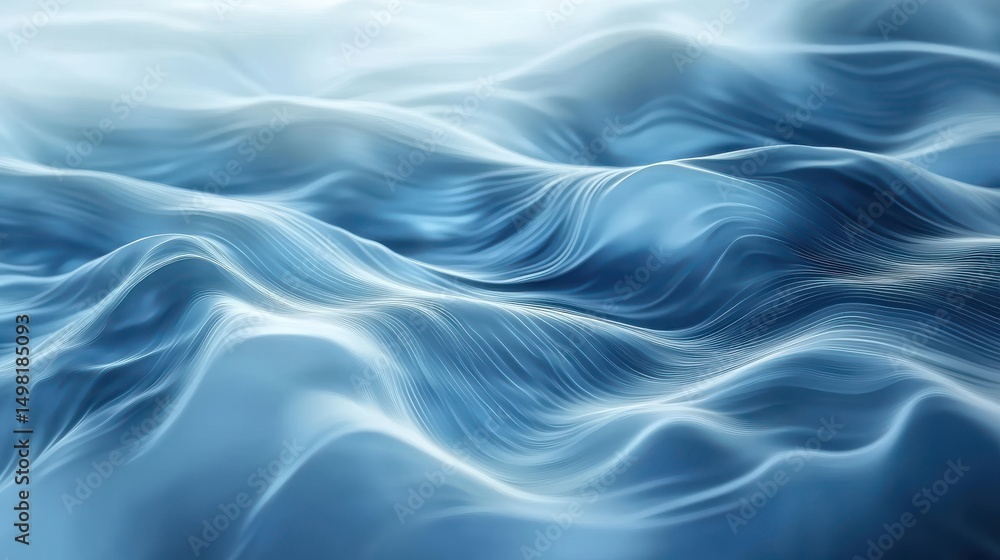 Obraz premium Abstract Blue Ocean Waves in Motion with Fluid Patterns and Light