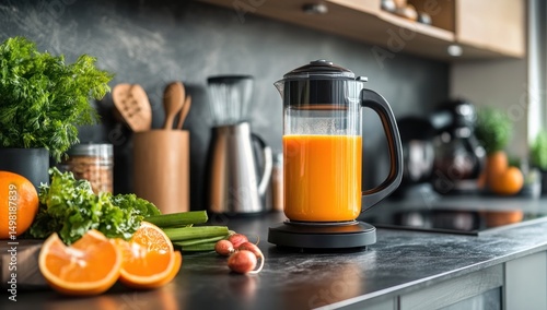 Fresh Orange Juice in Modern Kitchen