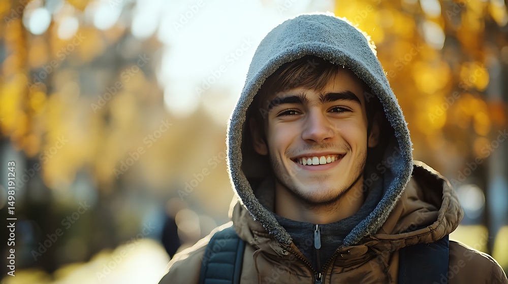 Smiling young man outdoors in autumn. Smiling young man outdoors in autumn.