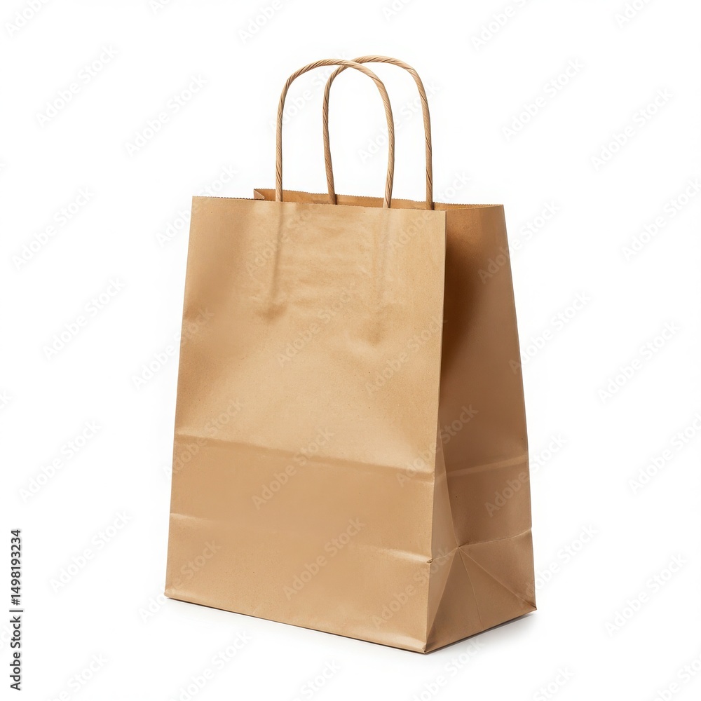 Kraft paper shopping bag isolated on white background Kraft paper shopping bag isolated on white background