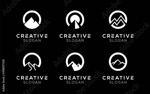 Set of Letter O and Mountain logo design templates. Modern isolated Letter O and Peak design for Nature and Climbing