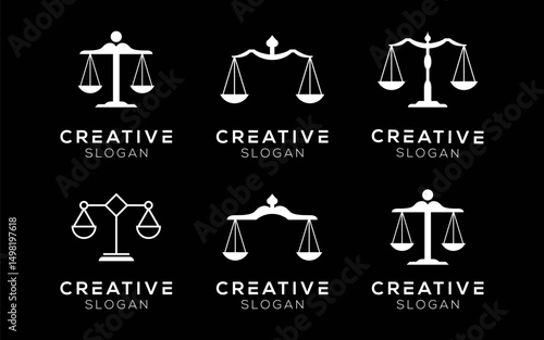 Set of Legal Scales logo design templates. Modern isolated Legal Scales design for Judges and Lawyers