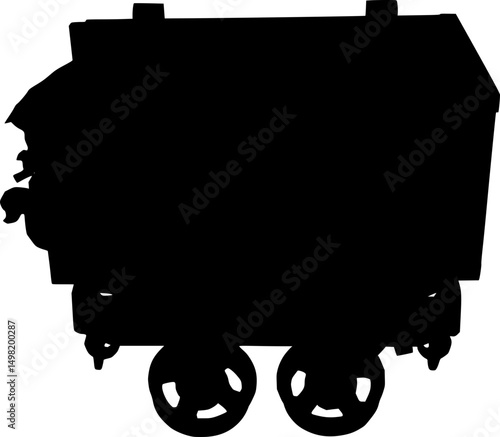 Minecart with bags silhouette