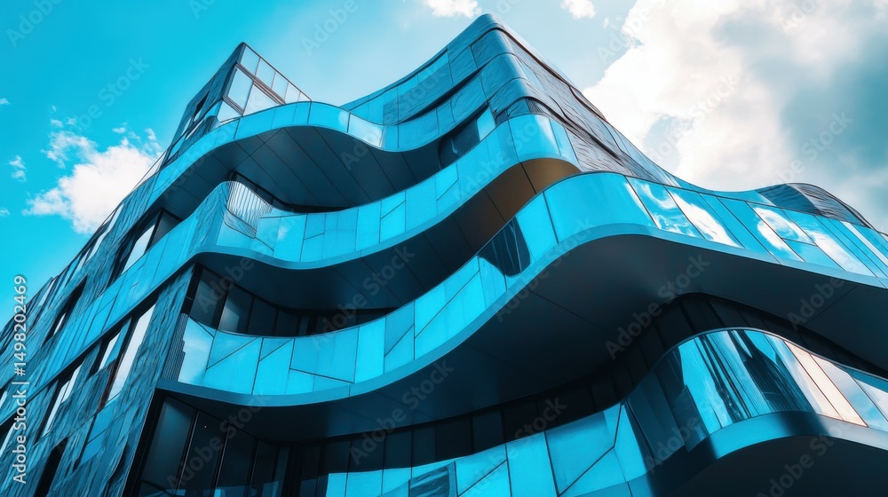 Obraz premium Modern futuristic blue building in Melbourne