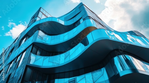 Modern futuristic blue building in Melbourne