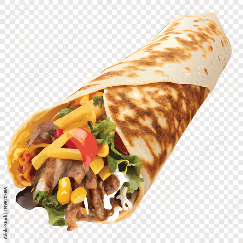 vector tortilla wrap with chicken and vegetables